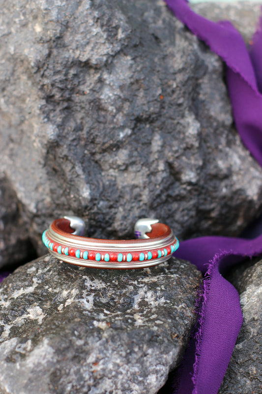 Ramona/ Sleeping Beauty Turquoise, Coral Heischi, Decorative Fine silver & Sterling