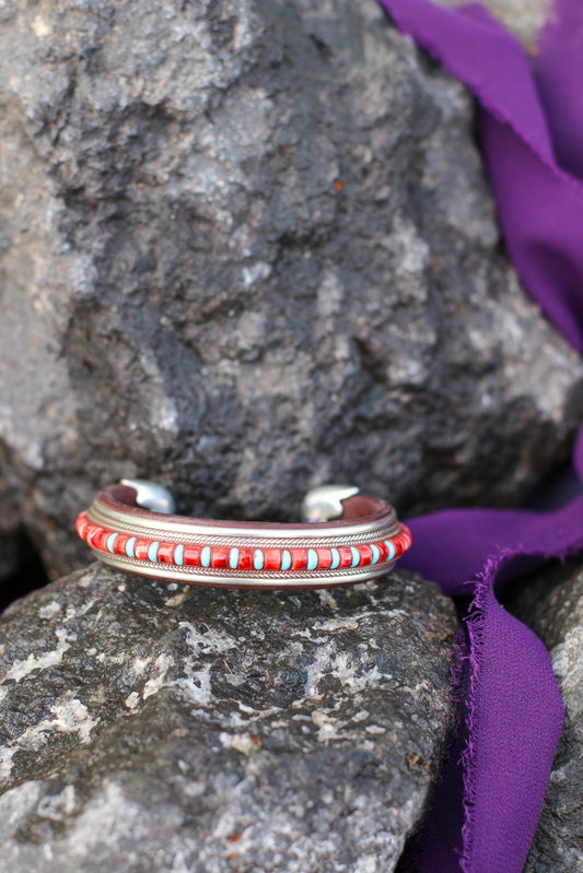 Ramona/ Red Spiny Oyster Shell, Turquoise, Decorative Fine Silver & Sterling