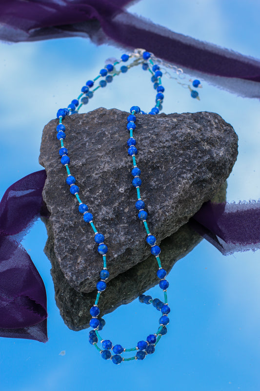 Lapis Lazuli & Kingman Turquoise 35" Necklace