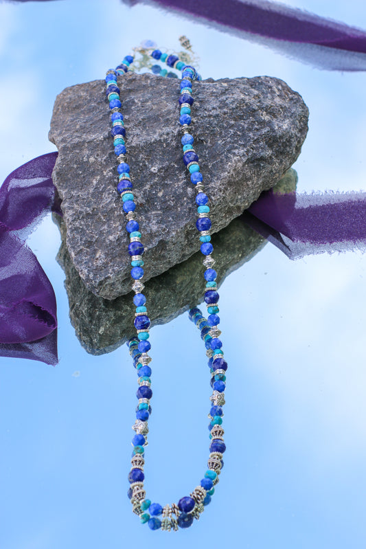 Lapis Lazuli & Kingman Turquoise 34" Necklace