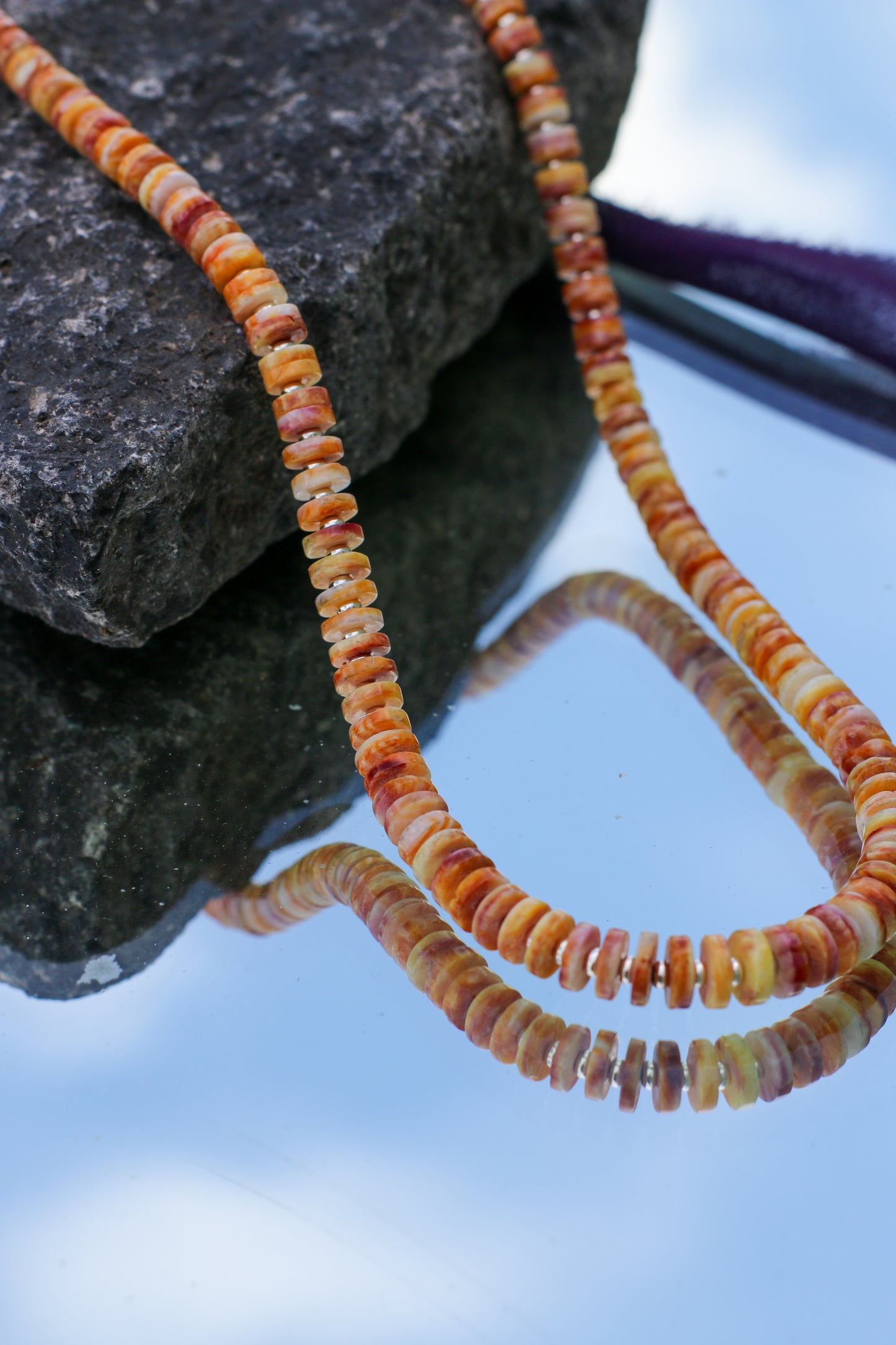 Yellow Spiny Oyster Shell 35" Necklace