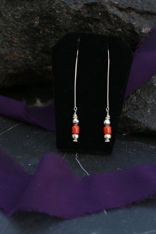 Authentic Coral Threader Earrings