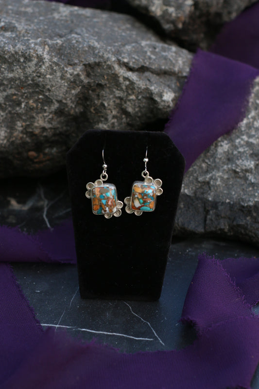 Mixed Turquoise & Spiny Oyster Earrings