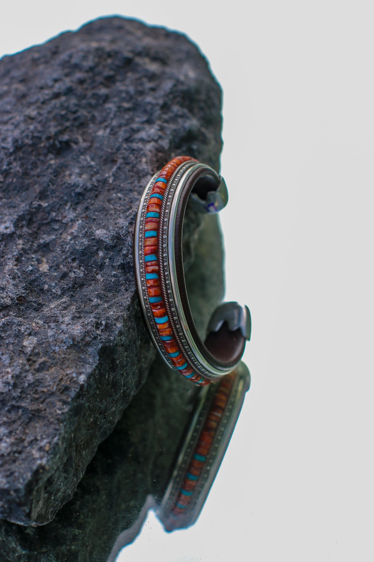 Ramona/ Sleeping Beauty Turquoise, Orange spiny, Decorative Fine Silver & sterling