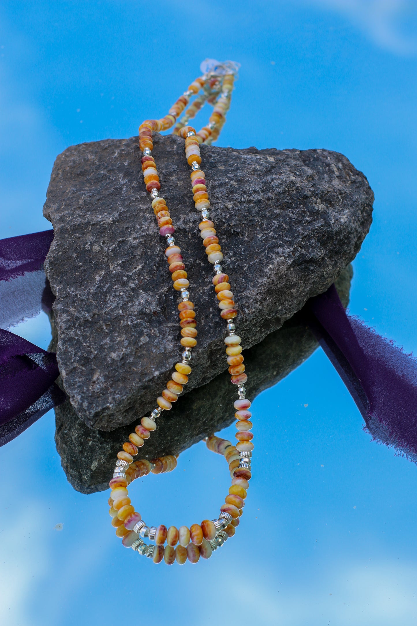 Yellow Spiny Oyster Shell 31" Necklace