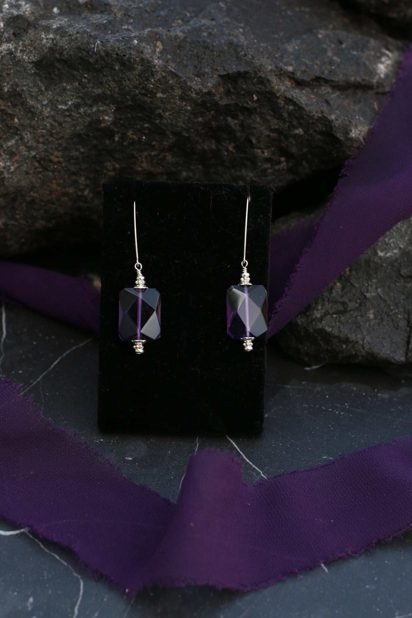 Amethyst Stiletto Earrings