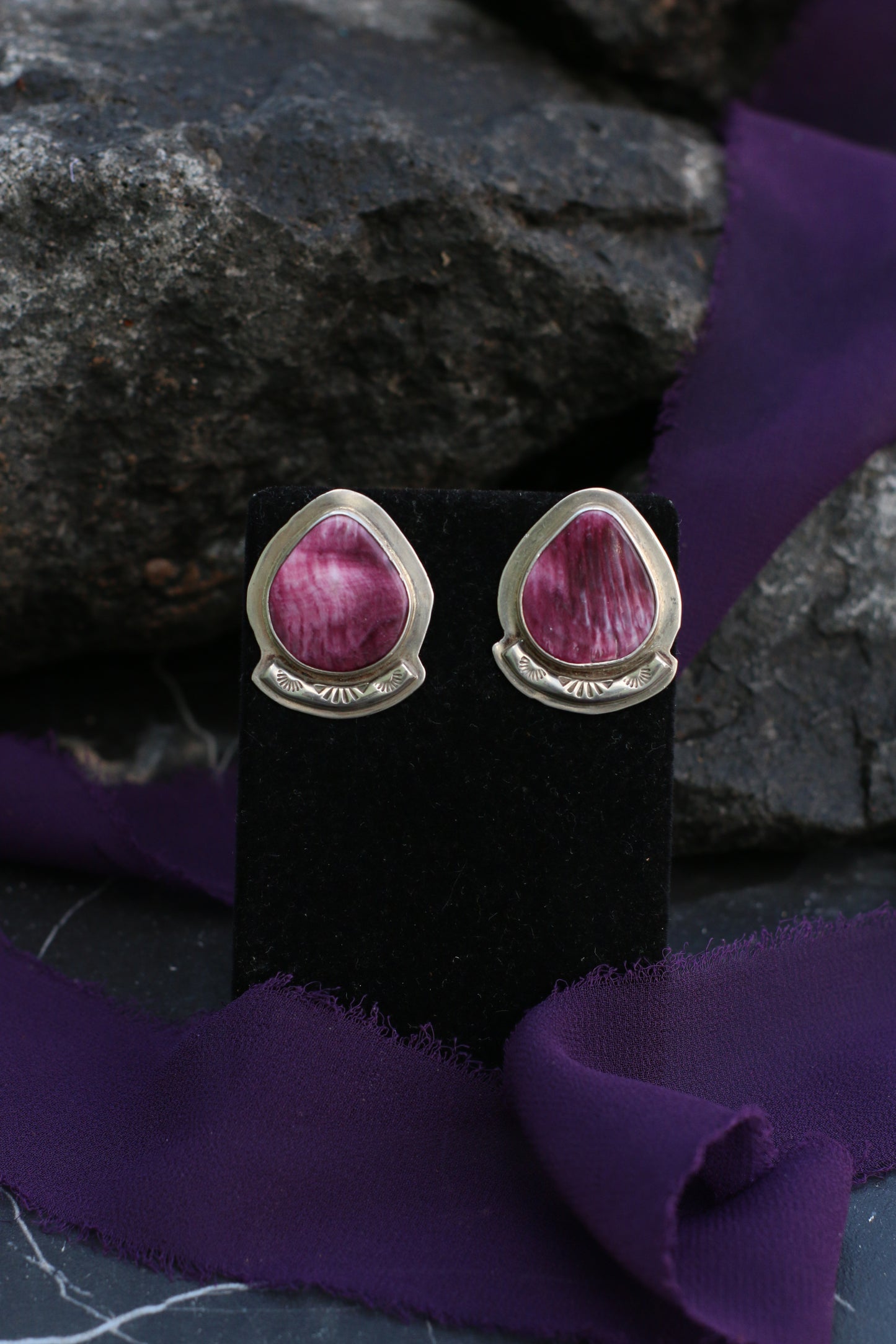 Purple Spiny Oyster Shell Earrings